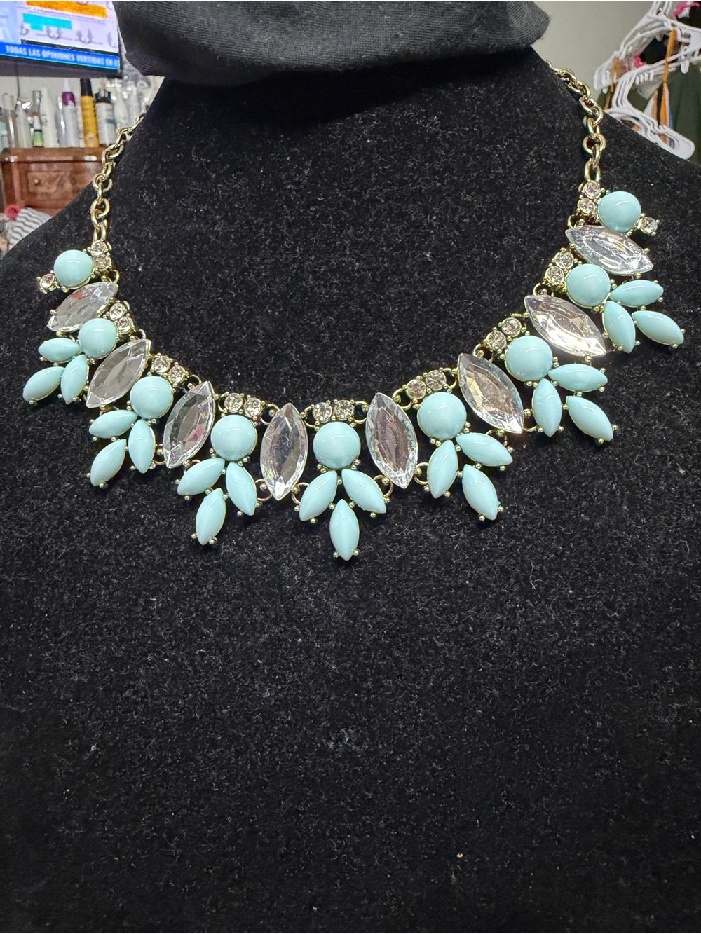 Charming Charlie Light Blue Crystal Statement Necklace 21β